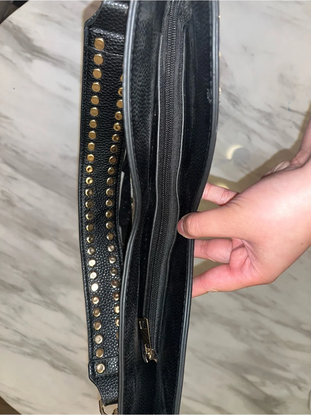 Black & White Rose Studded Corset-Style Shoulder Bag - Picture 9 of 13
